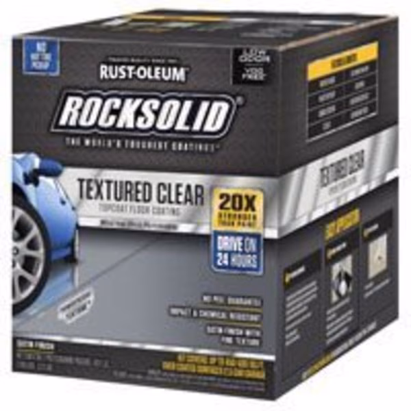 RUST-OLEUM ROCKSOLID 317382 Textured Floor Coating Kit, Clear, Satin, 120 oz